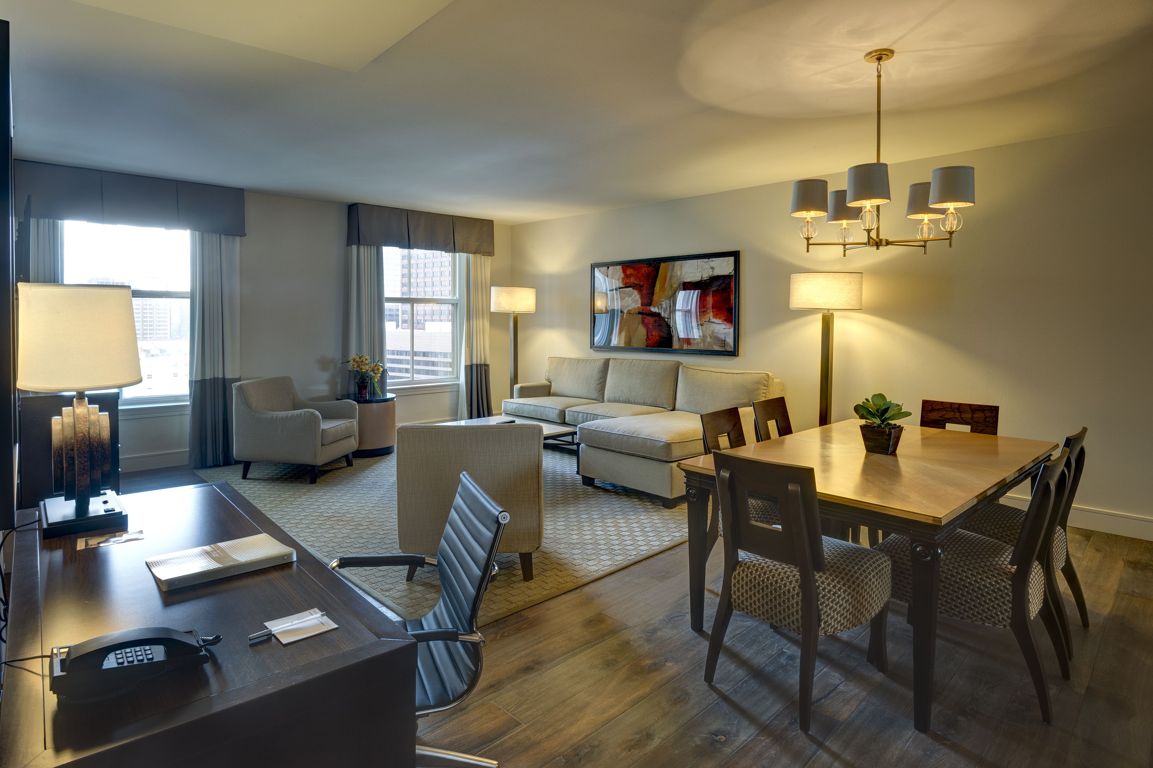 suite, 1 king bed with sofa bed | living area | 42-inch tv with cable channels, dvd player