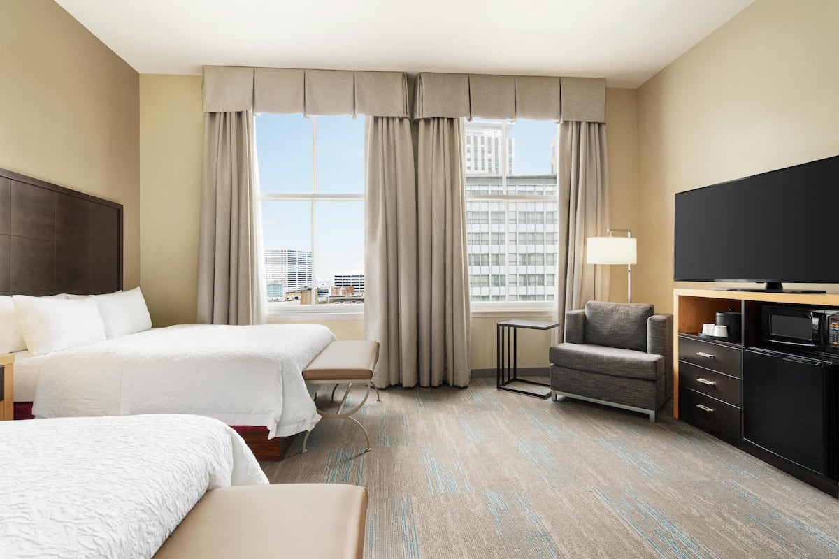 Two queen beds | In-room safe, desk, laptop workspace, iron/ironing board