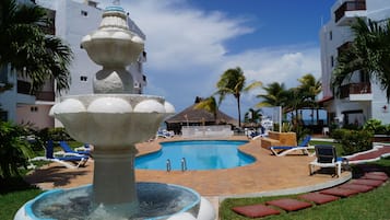 Outdoor pool, pool umbrellas