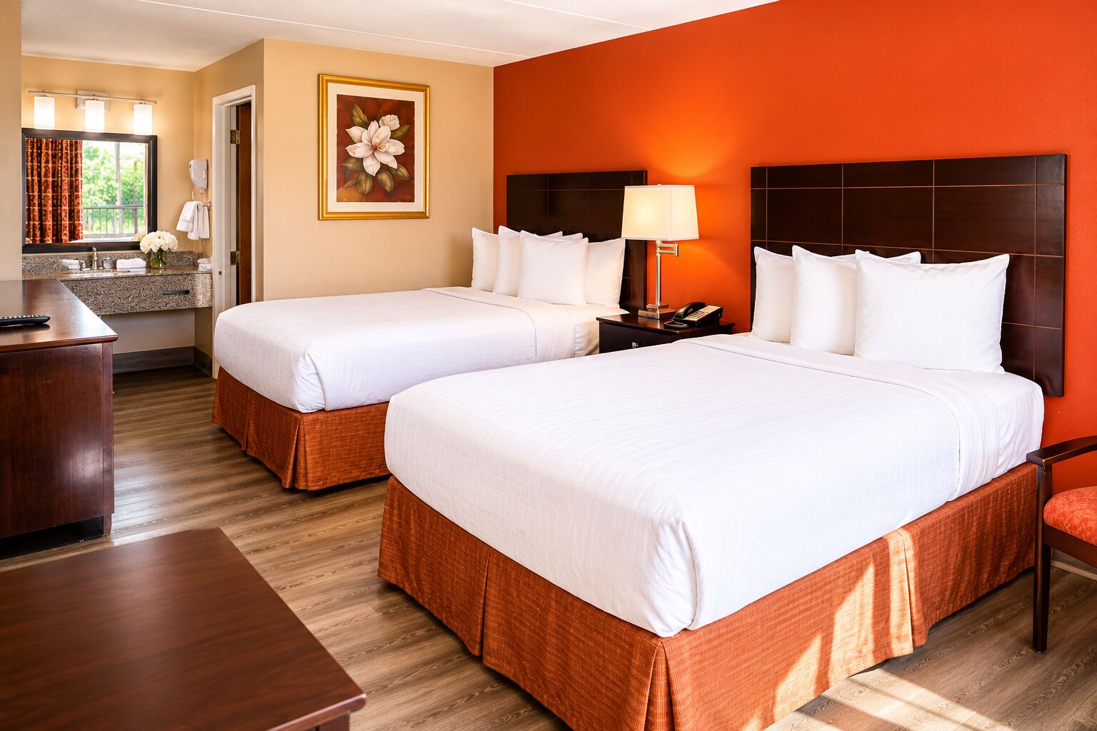 Premium bedding, pillow-top beds, in-room safe, desk