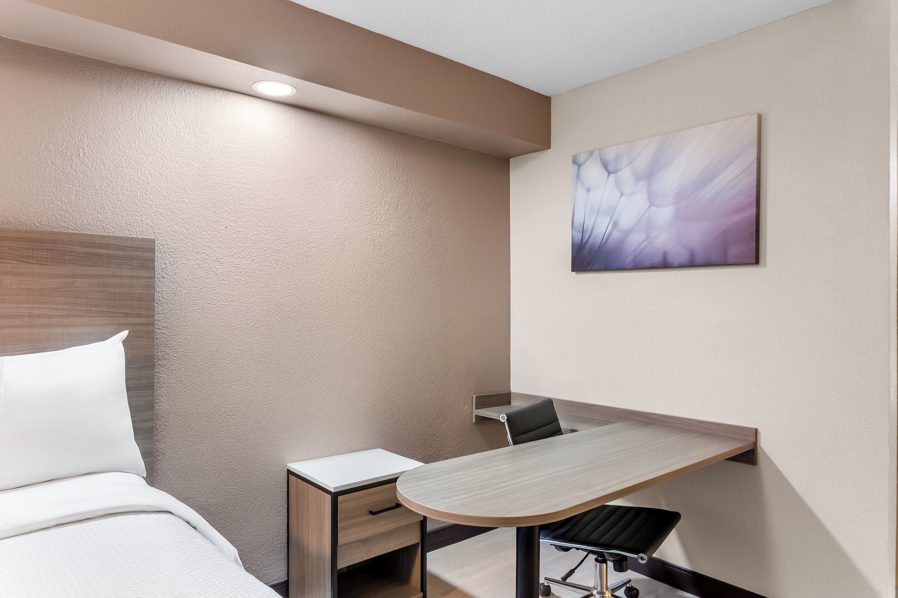 Desk, blackout curtains, soundproofing, iron/ironing board