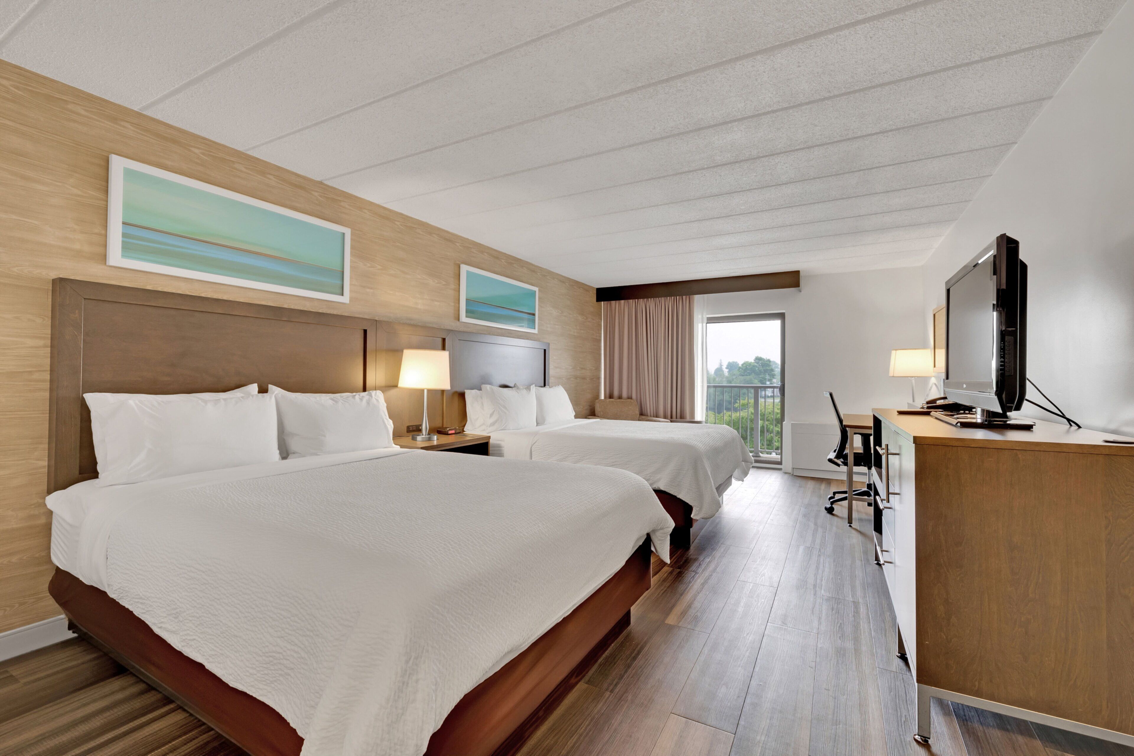 Standard Room, 2 Queen Beds, River View | Desk, soundproofing, iron/ironing board, free cribs/infant beds