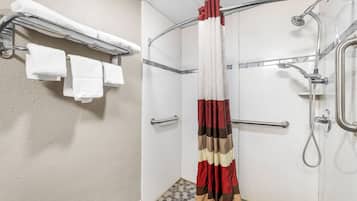 Superior Room, 1 King Bed, Accessible, Non Smoking (Roll-In Shower) | Bathroom | Free toiletries, hair dryer, towels, soap