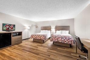 Deluxe Room, Non Smoking (2 Queen Beds and 1 Double Bed) | Desk, laptop workspace, blackout curtains, free cots/infant beds