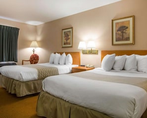 Premium bedding, desk, blackout drapes, iron/ironing board