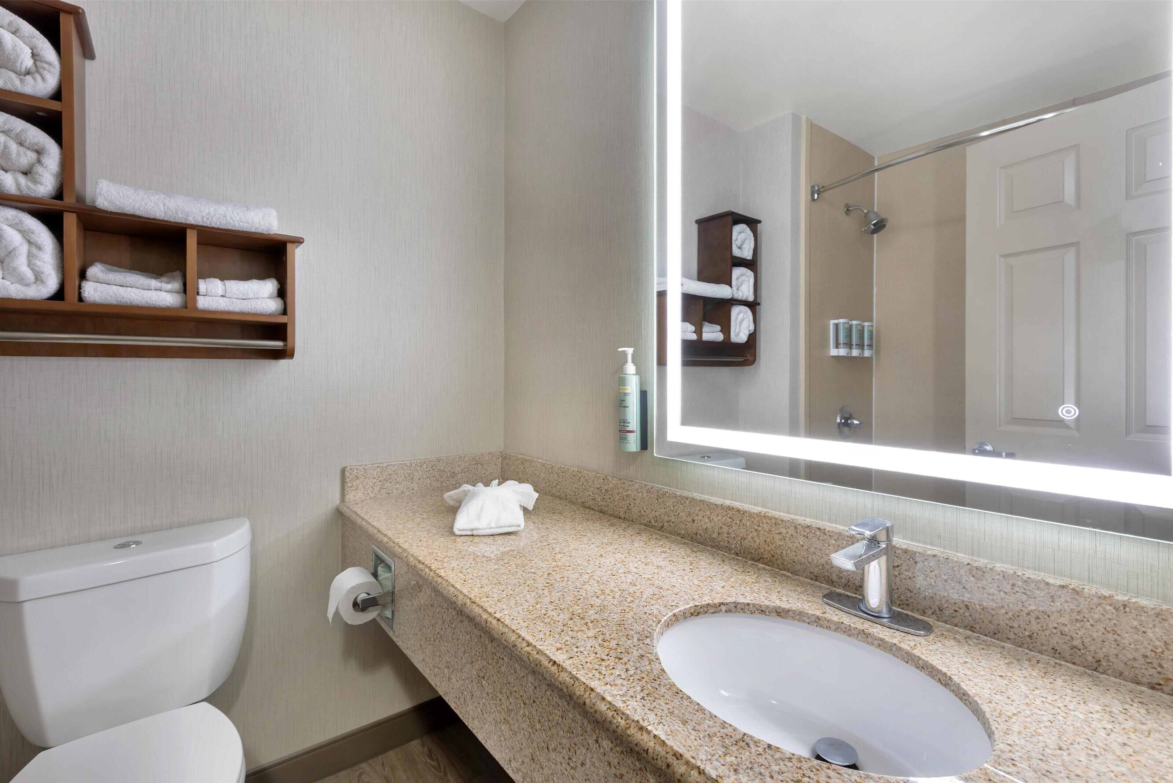 free toiletries, hair dryer, towels