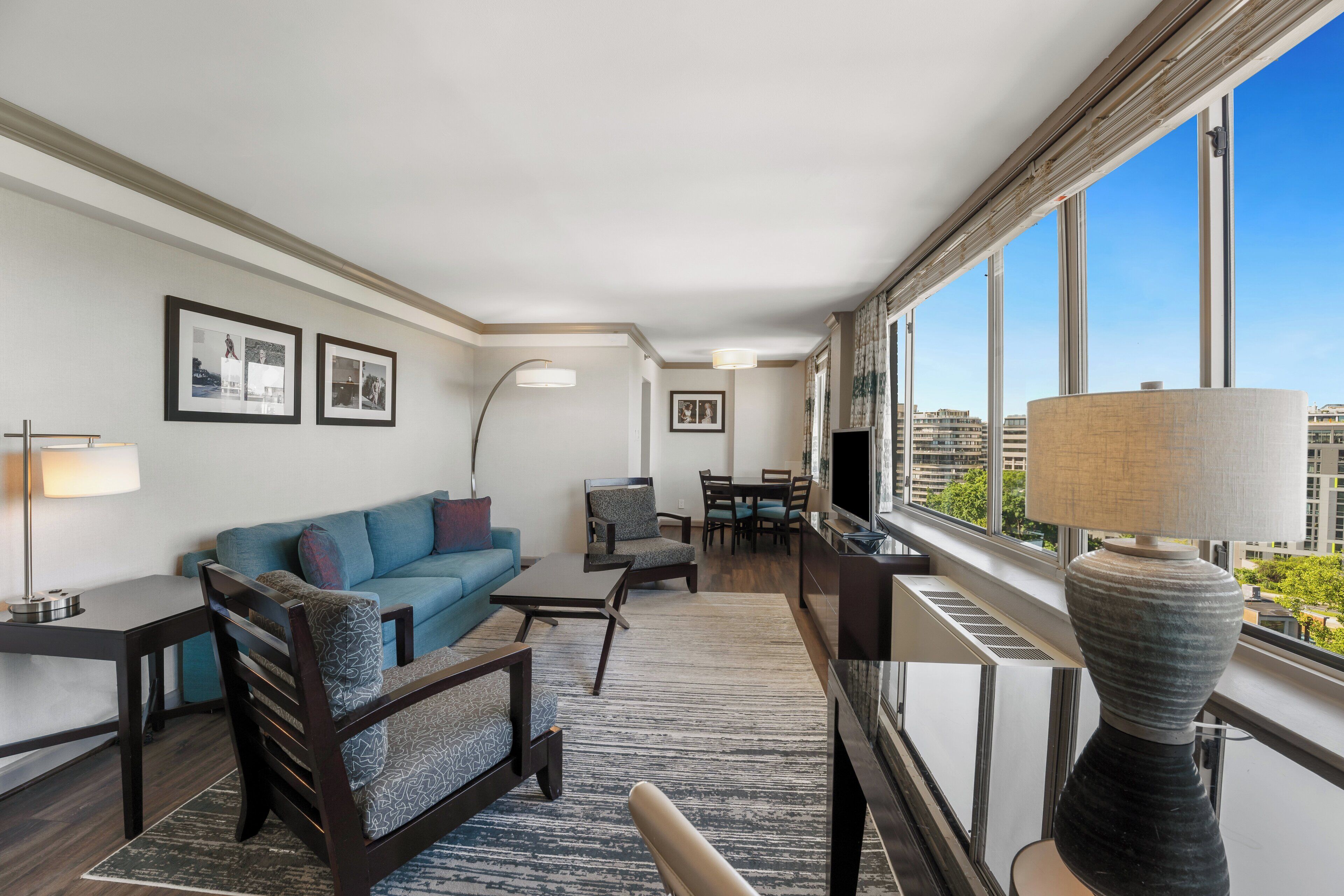 Egyptian cotton sheets, premium bedding, in-room safe, desk