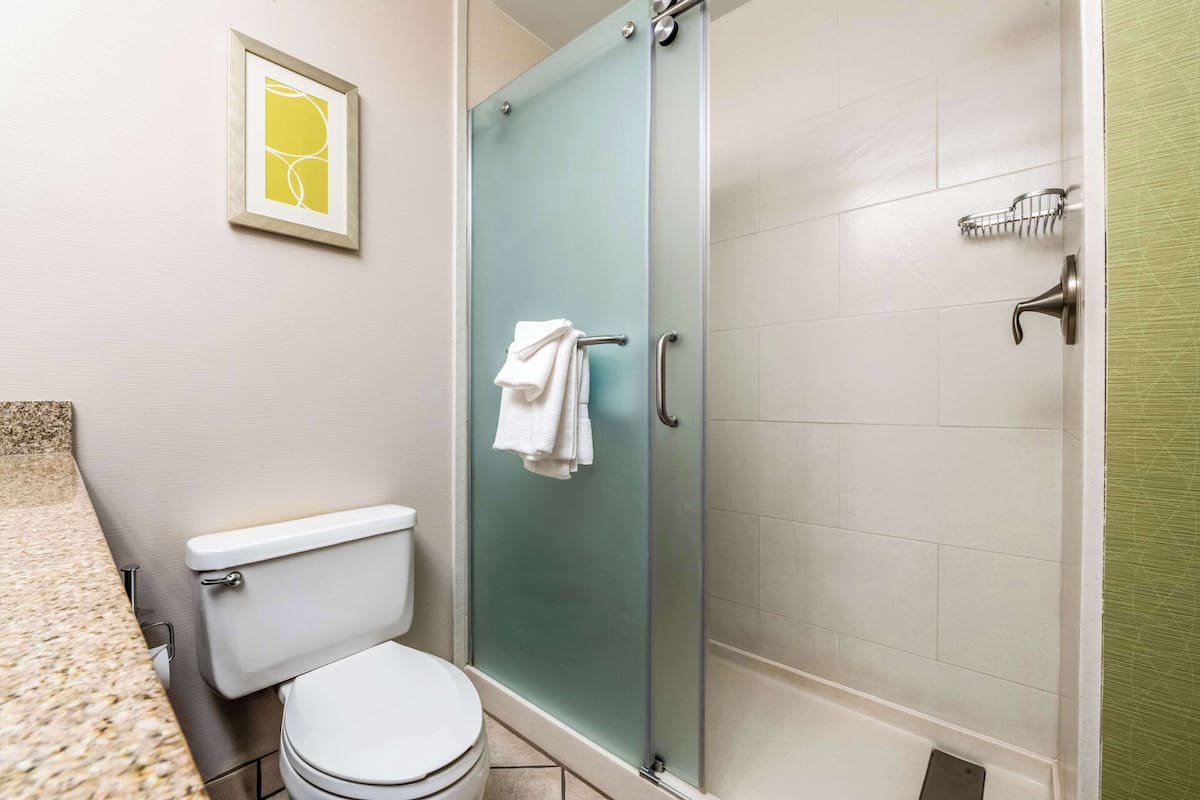 premium bedding, individually decorated, desk, laptop workspace