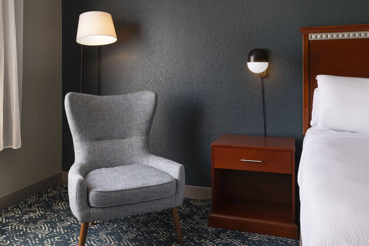 1 bedroom, desk, laptop workspace, iron/ironing board