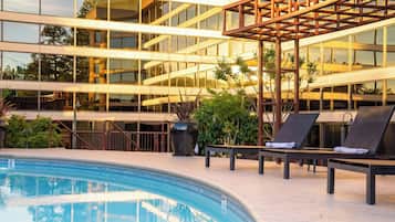 Outdoor pool, open 6:00 AM to 10:00 PM, sun loungers