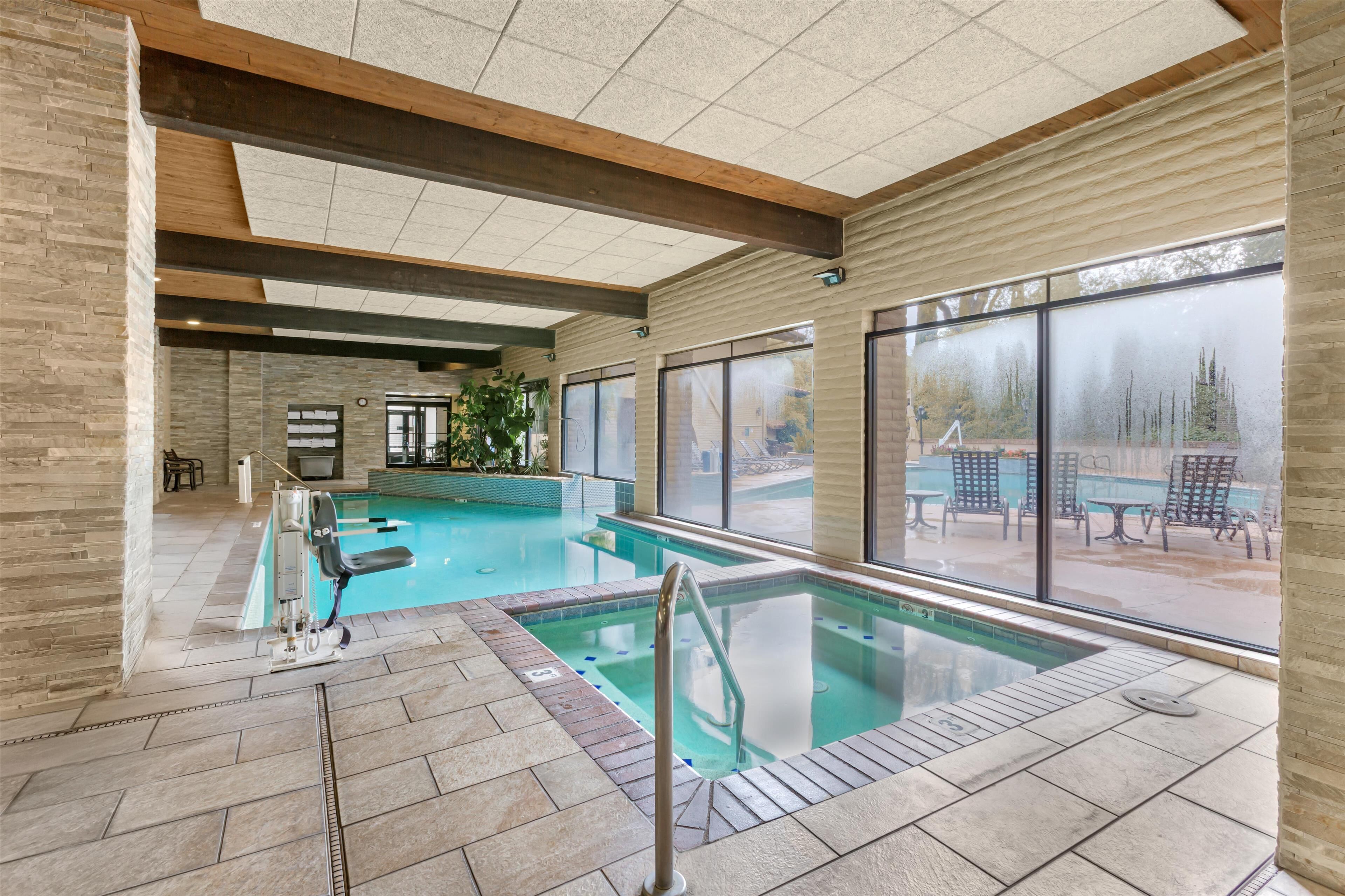 Indoor pool, seasonal outdoor pool, sun loungers