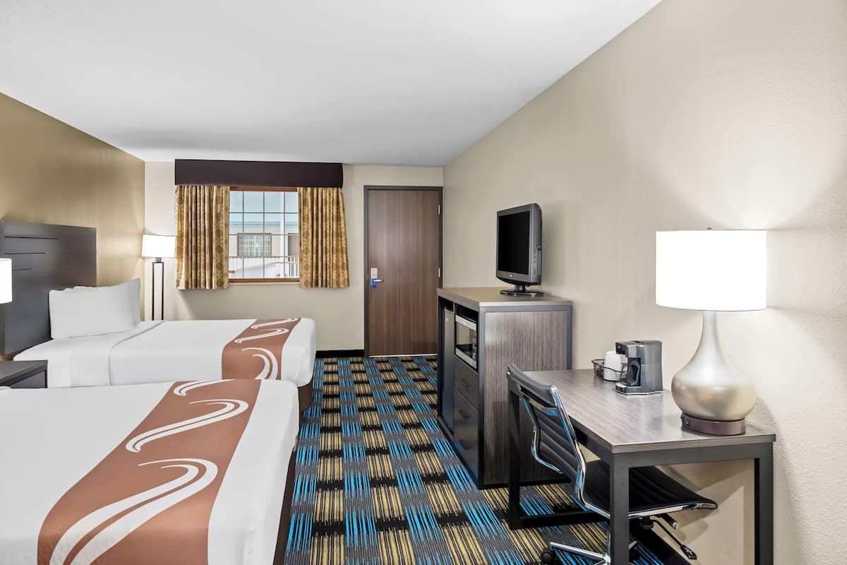 Standard Room, 2 Queen Beds, Non Smoking | Desk, blackout drapes, iron/ironing board, free WiFi