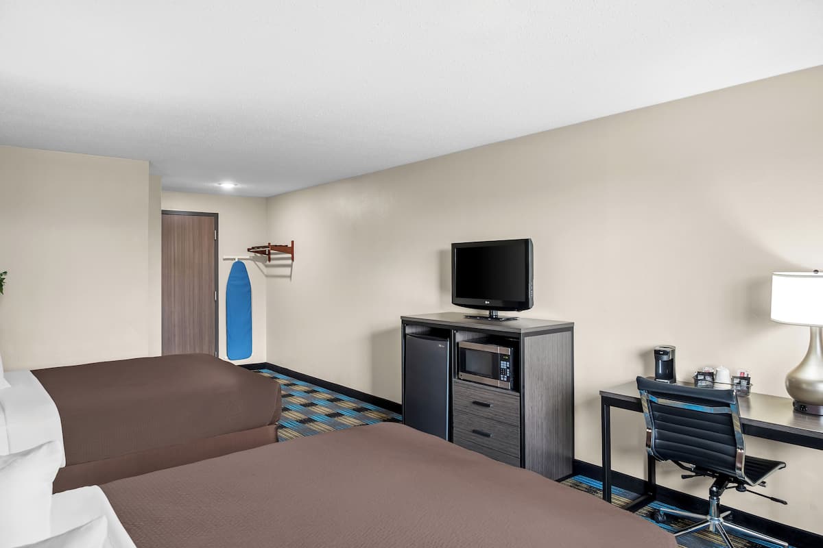 Standard Room, 2 Queen Beds, Non Smoking | Desk, blackout drapes, iron/ironing board, free WiFi