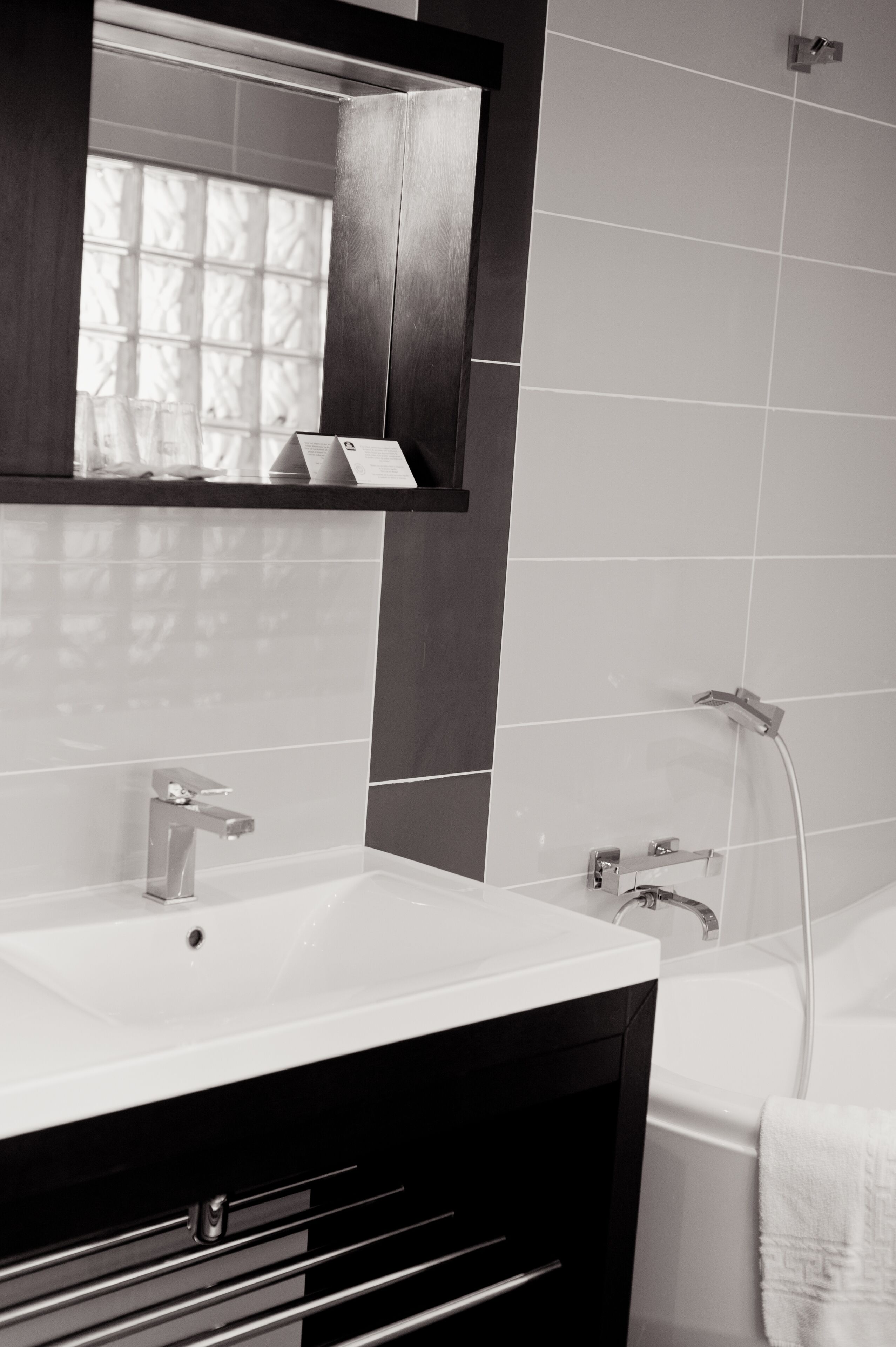 bathroom | shower, free toiletries, hair dryer, towels