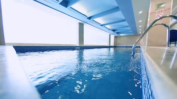 Indoor pool, pool umbrellas