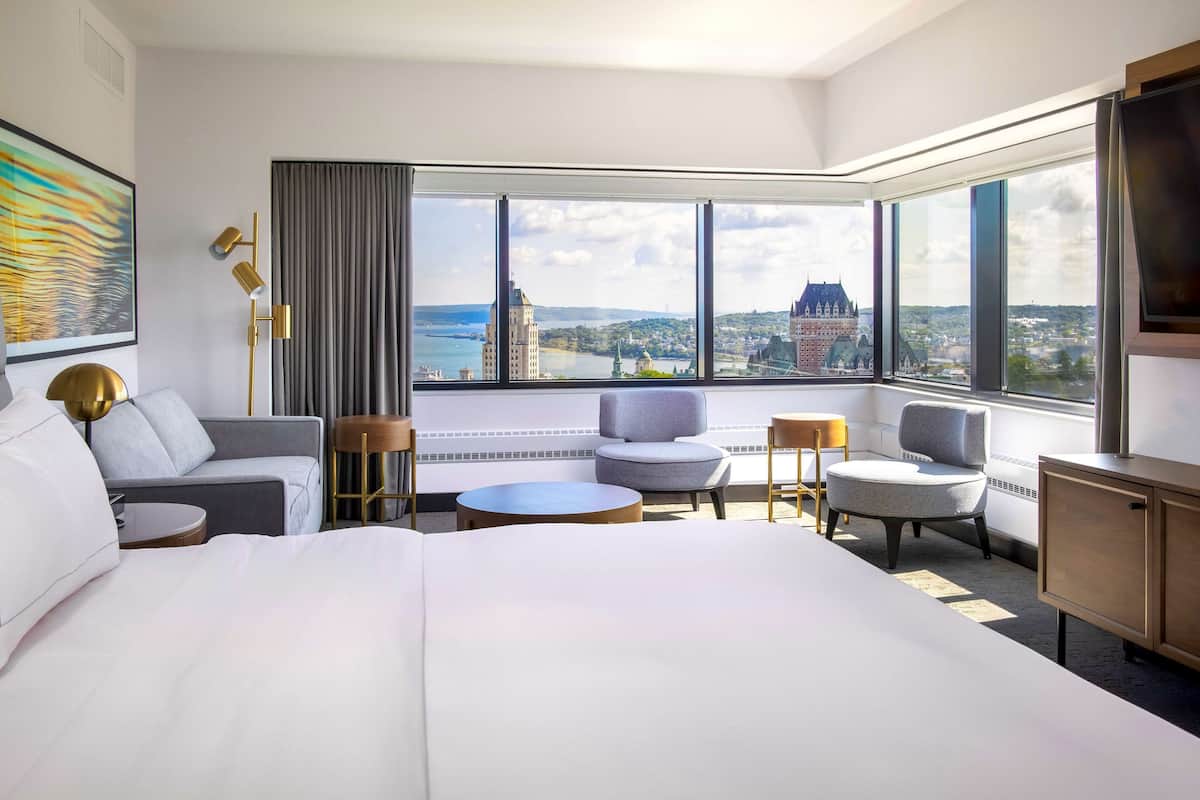 Premium bedding, down comforters, in-room safe, desk