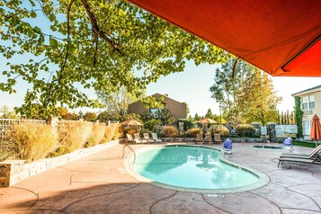 Outdoor pool, open 8:00 AM to 9:00 PM, sun loungers
