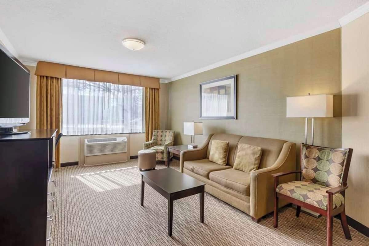 Suite, 1 King Bed with Sofa bed | Living area | 42-inch LCD TV with digital channels, TV