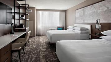 Room, 2 Queen Beds | In-room safe, desk, laptop workspace, blackout drapes