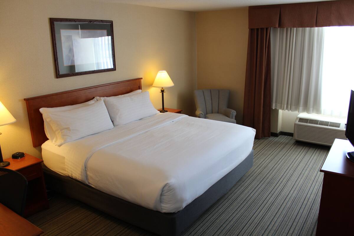 Room, 1 King Bed, Non Smoking | โต๊ะทำงาน, เตารีด/โต๊ะรีดผ้า, Wi-Fi ฟรี, ผ้าปูที่นอน