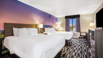 Standard Room, 2 Queen Beds, Non Smoking | Premium bedding, desk, laptop workspace, iron/ironing board
