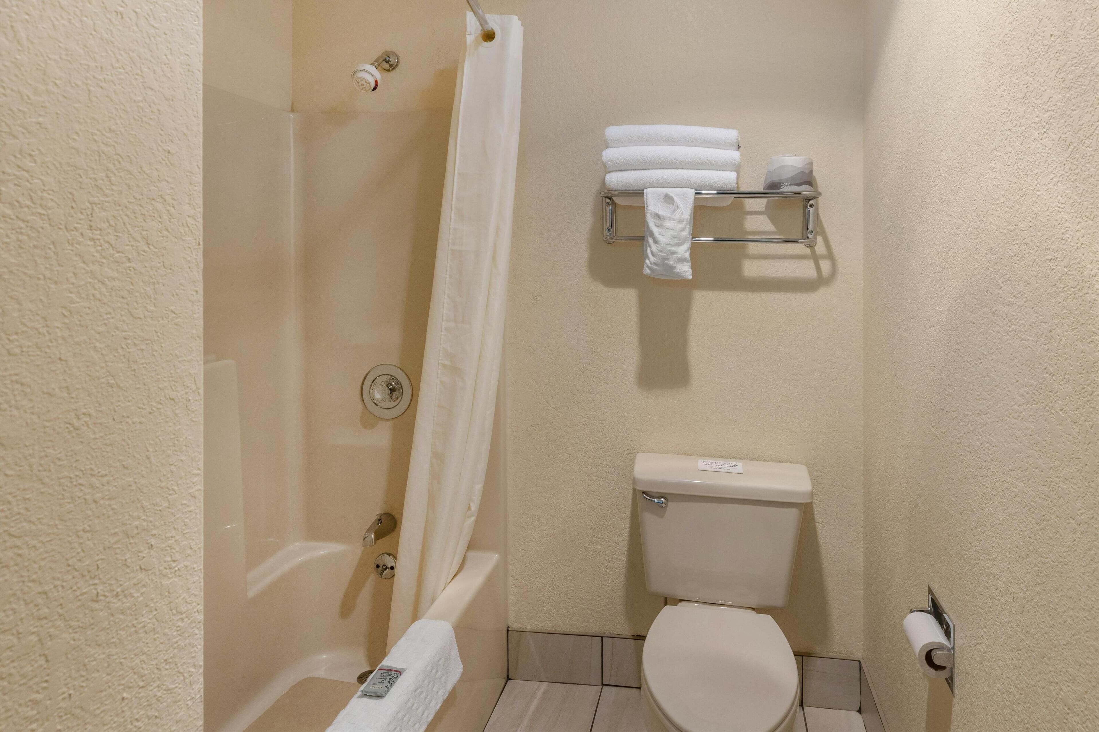 standard room, 1 king bed, non smoking, microwave (with sofabed) | bathroom | combined shower/bathtub, free toiletries, hair dryer, towels