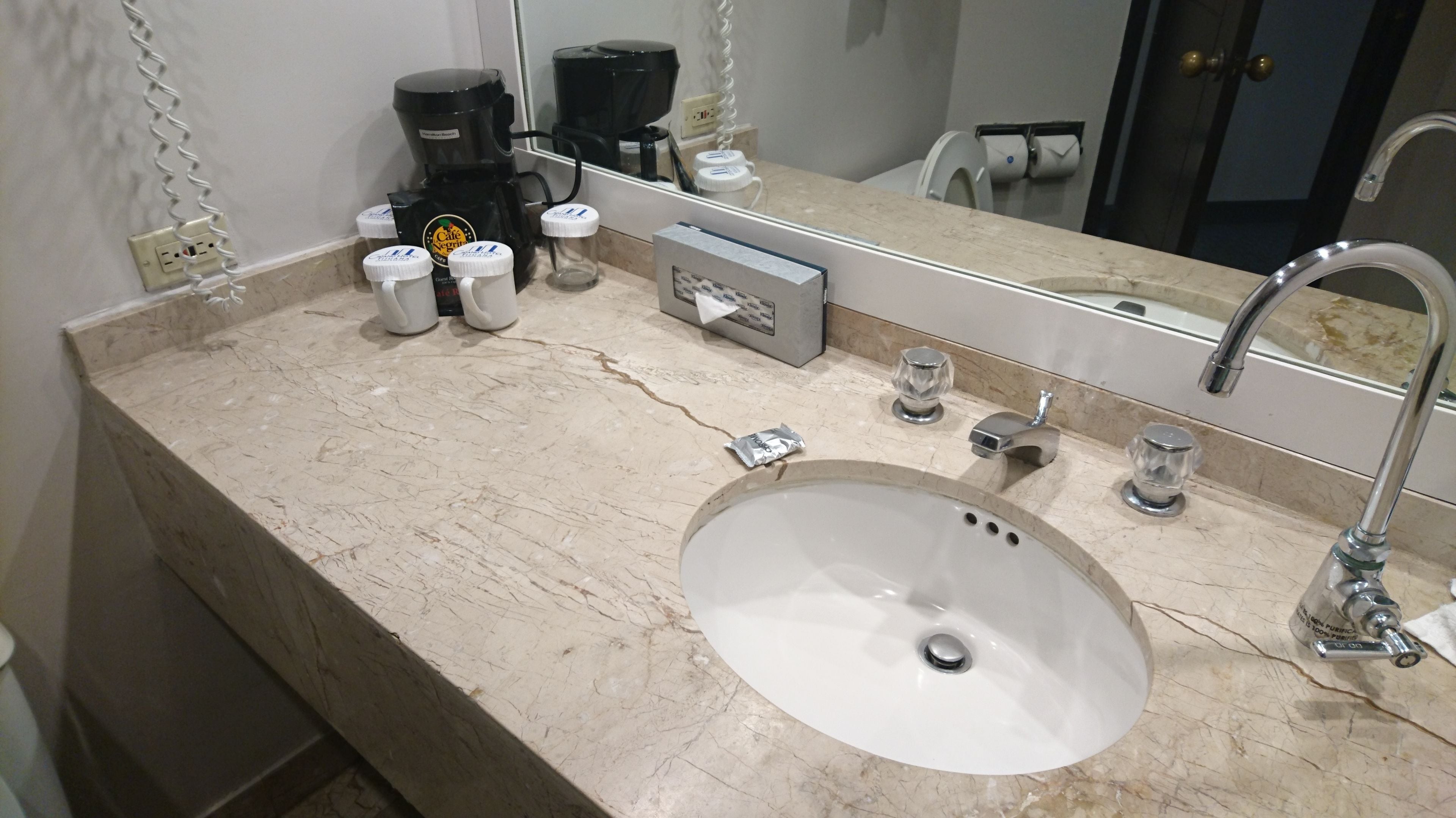 combined shower/bathtub, free toiletries, hair dryer, towels