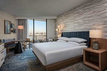 Premium bedding, down comforters, in-room safe, desk at Sheraton San Diego Resort