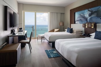 Room, 2 Double Beds, Non Smoking, Oceanfront | Premium bedding, in-room safe, desk, blackout drapes at San Juan Marriott Resort and Stellaris Casino