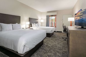 Standard Room, 2 Queen Beds, Non Smoking | Pillowtop beds, desk, iron/ironing board, free cribs/infant beds