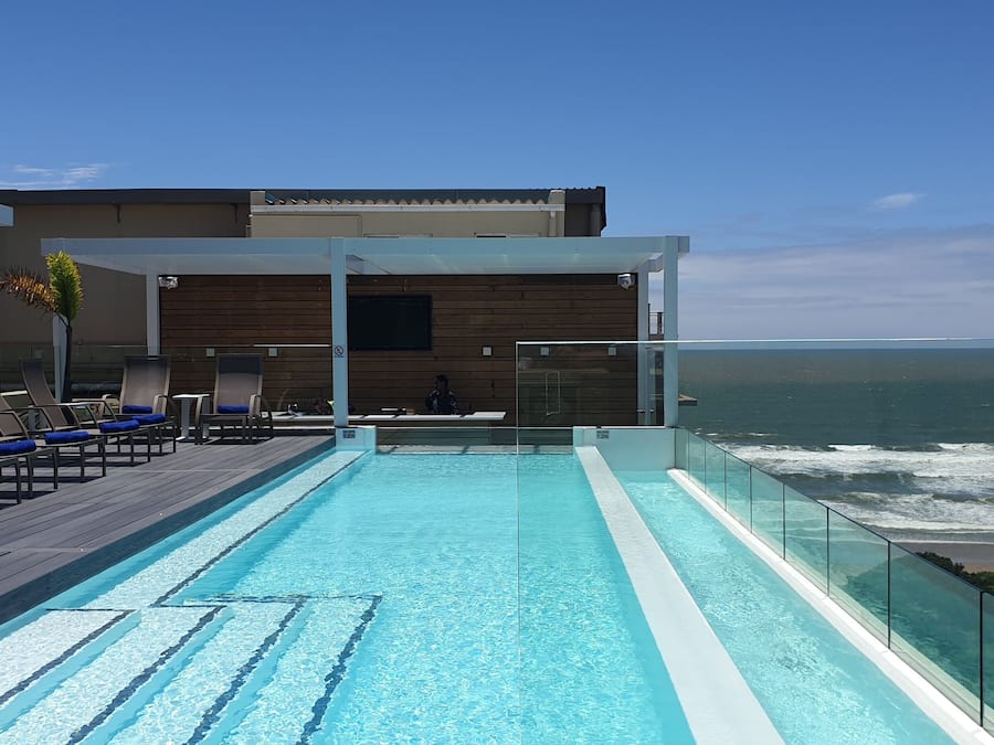 Indoor pool, outdoor pool, pool loungers