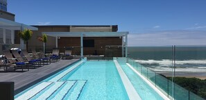 Indoor pool, outdoor pool, sun loungers