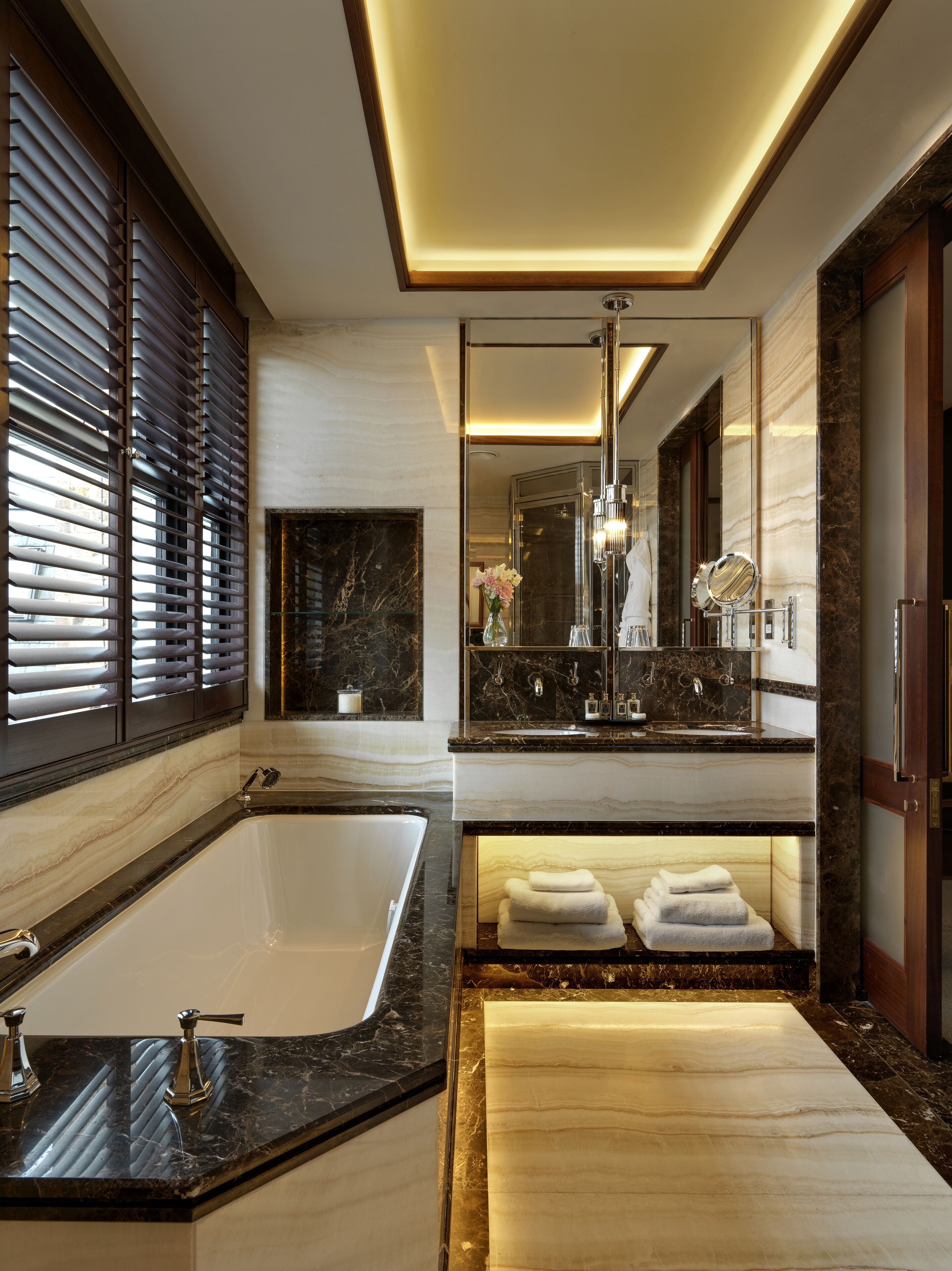 shower, designer toiletries, hair dryer, bathrobes