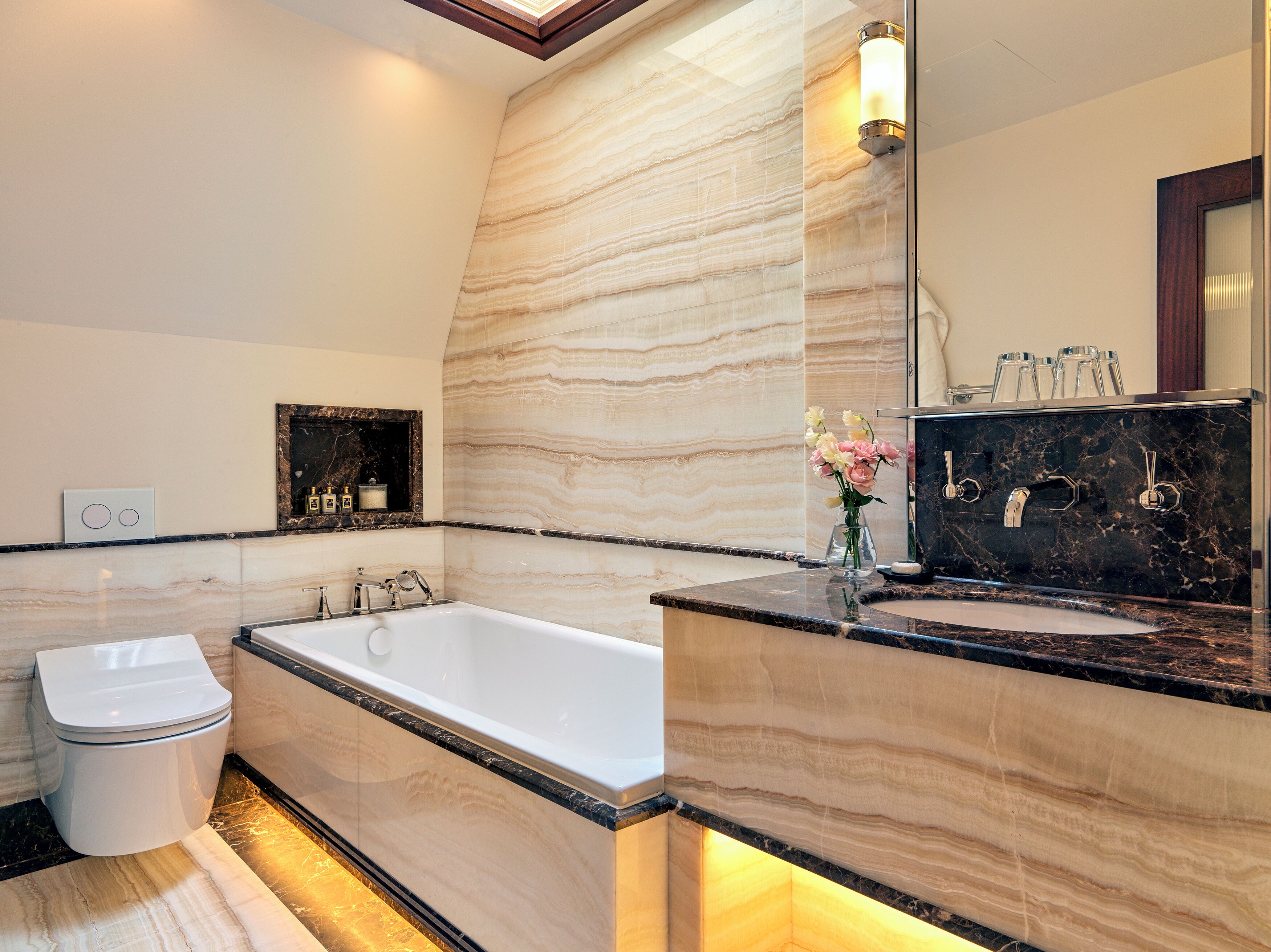 shower, designer toiletries, hair dryer, bathrobes