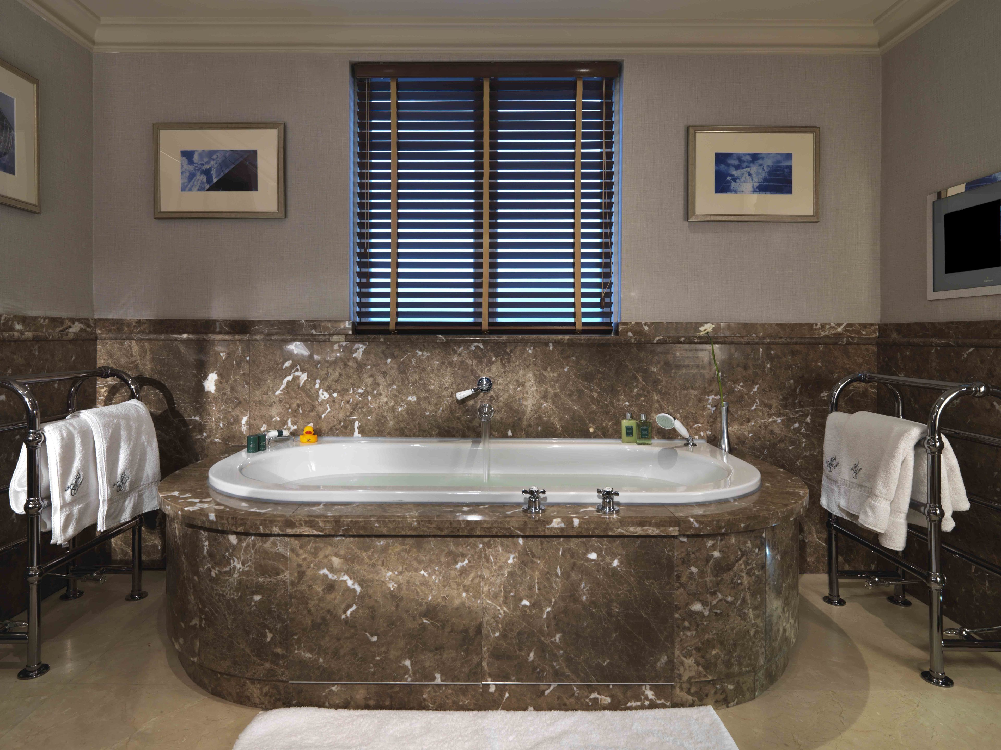 shower, designer toiletries, hair dryer, bathrobes