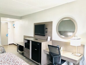 Desk, blackout drapes, iron/ironing board, free WiFi