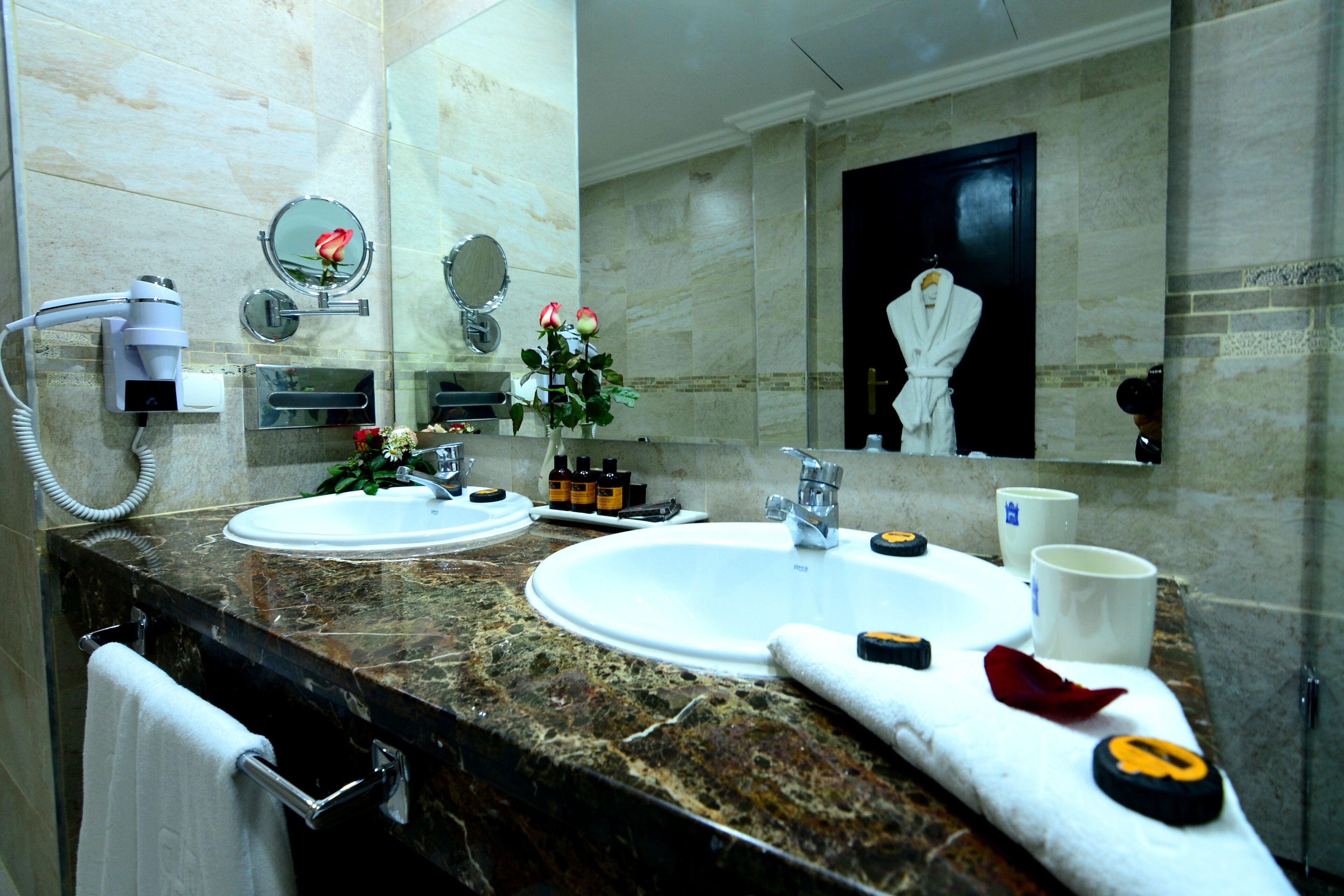 senior suite | bathroom | free toiletries, hair dryer, slippers, bidet
