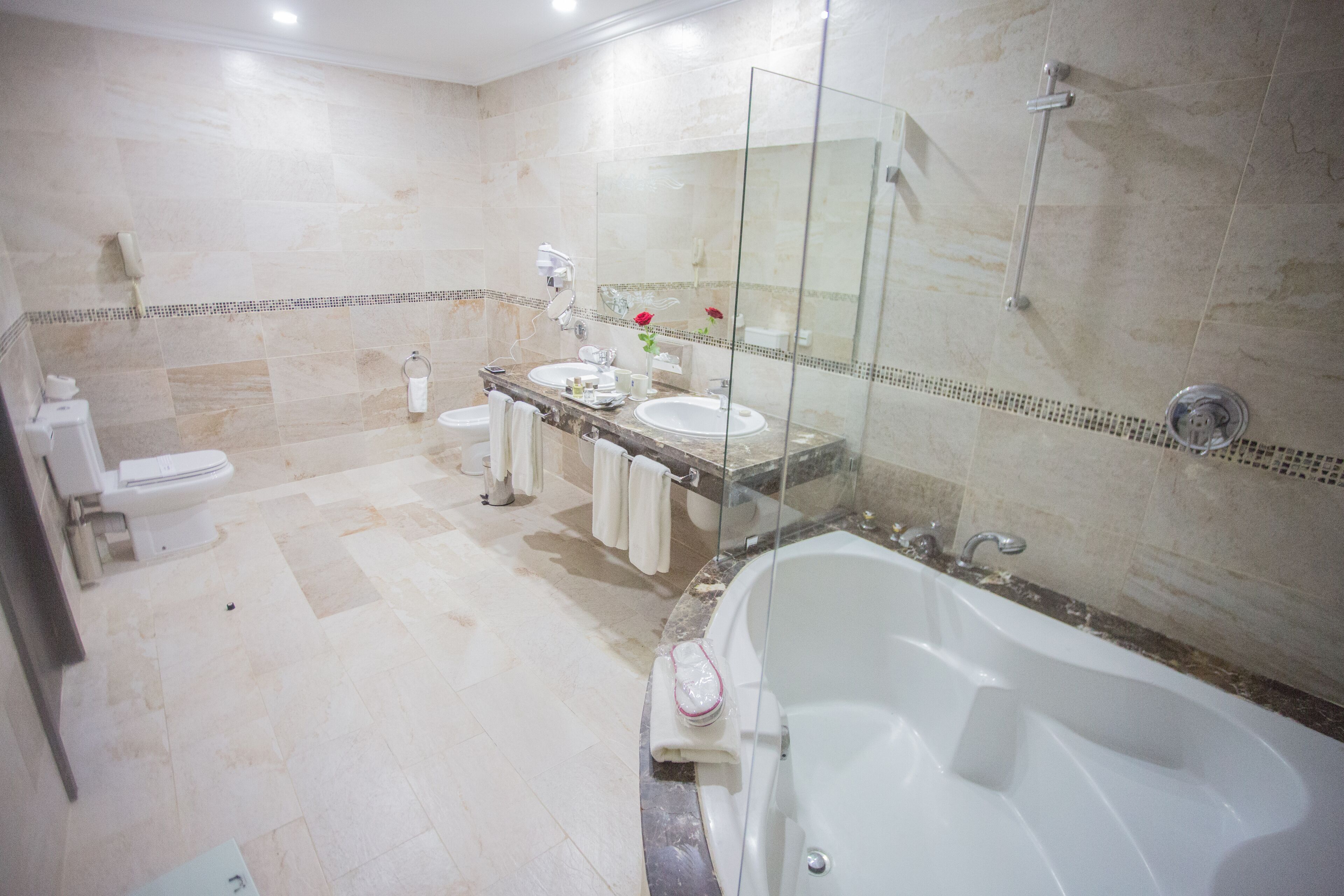 premium suite | bathroom | free toiletries, hair dryer, slippers, bidet