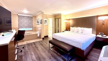 Standard Room, 1 King Bed, Non Smoking, Jetted Tub (Lower Level) | In-room safe, desk, laptop workspace, blackout curtains