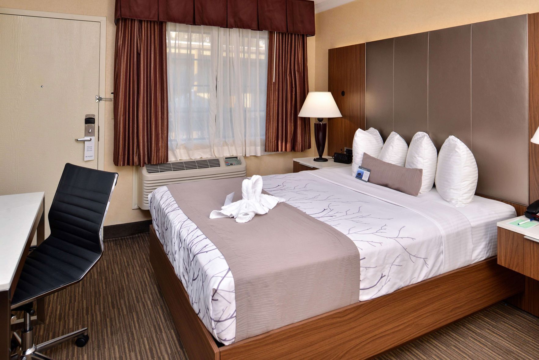In-room safe, desk, laptop workspace, blackout curtains