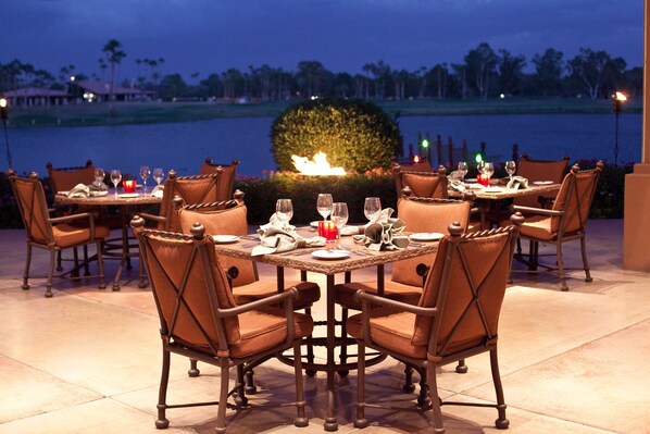 Breakfast, lunch, dinner served; beach views