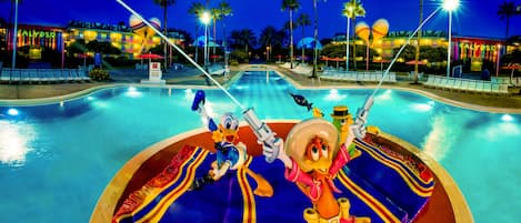 2 outdoor pools, pool umbrellas, pool loungers