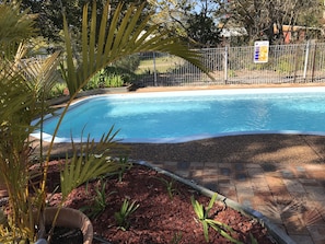 Outdoor pool, open 8:00 AM to 8:00 PM, sun loungers