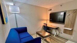 Premium bedding, desk, soundproofing, iron/ironing board