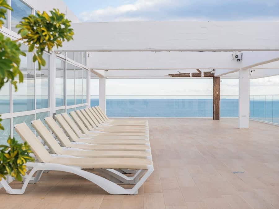 Indoor pool, outdoor pool, pool umbrellas, sun loungers