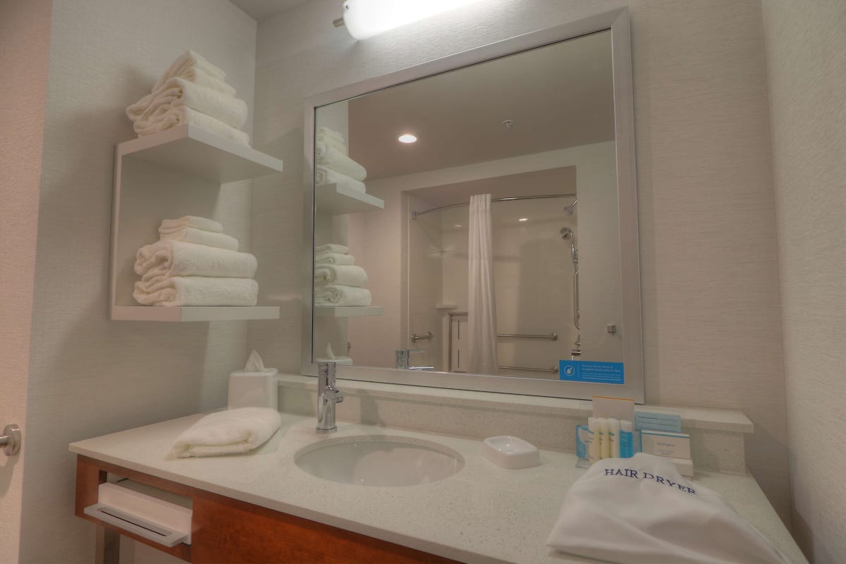 Free toiletries, hair dryer, towels