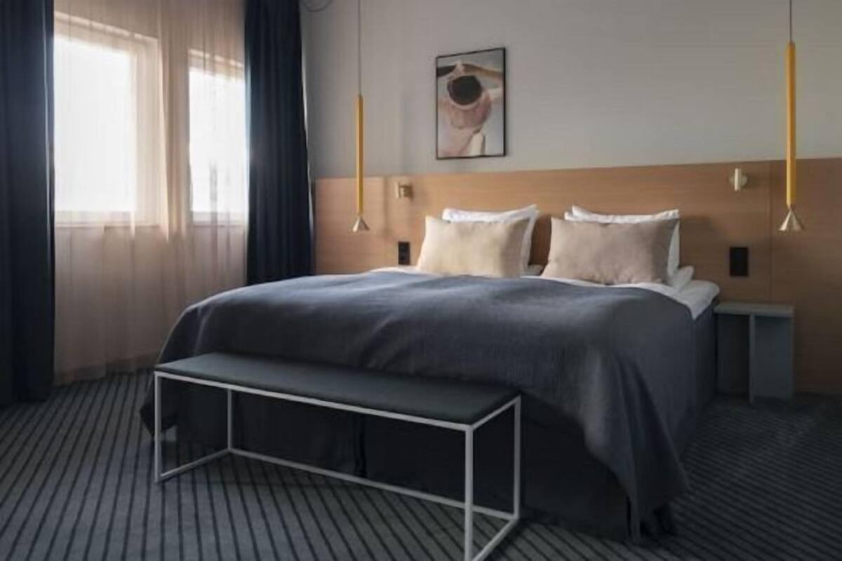 Hypo-allergenic bedding, desk, blackout curtains, iron/ironing board