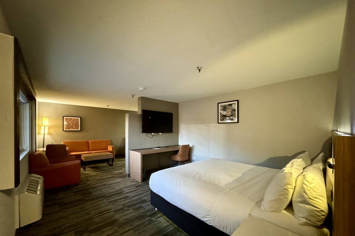 Kamar Bisnis, 1 Tempat Tidur King, Bebas Asap Rokok | Selimut bulu angsa, busa memori, dan didekorasi berbeda-beda