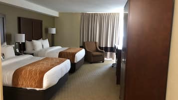 Standard Room, 2 Double Beds, Non Smoking | In-room safe, desk, laptop workspace, iron/ironing board