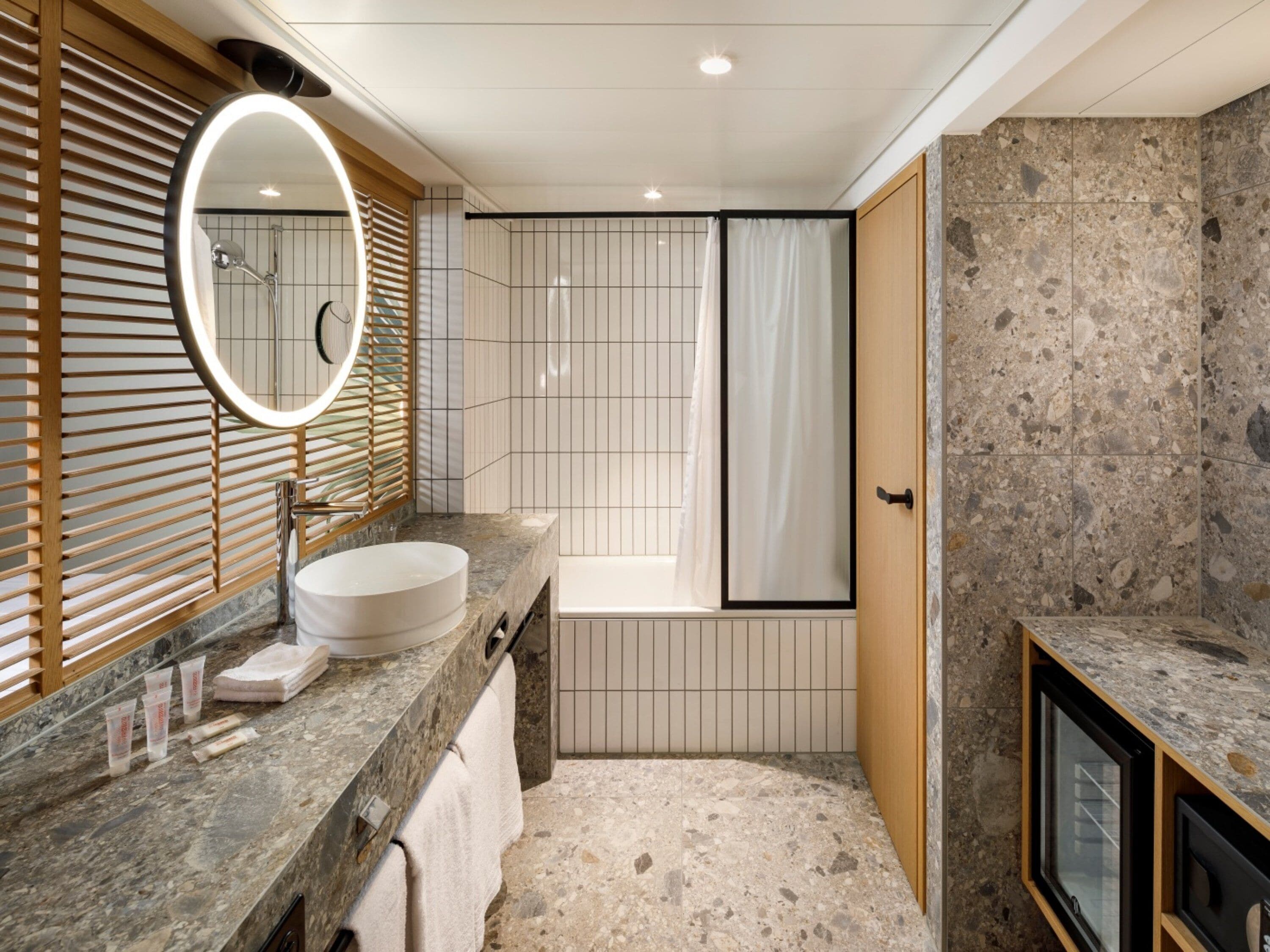 free toiletries, hair dryer, towels